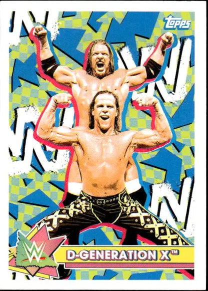 Topps Heritage WWE trading card featuring D-Generation X against a geometric background