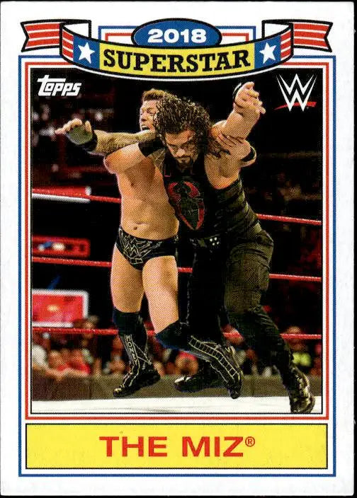 2018 WWE Topps Superstar trading card featuring action scene of The Miz in Topps Heritage WWE