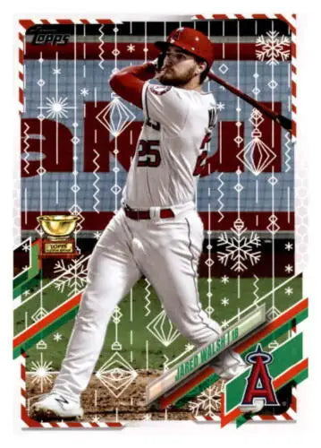 Baseball card from 2021 Topps Holiday Mega Box Jared Walsh NM-MT Angels original gloss