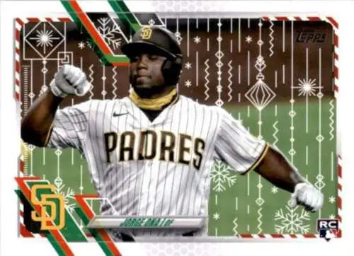 Jorge Mateo baseball card in 2021 Topps Holiday Mega Box with original gloss finish