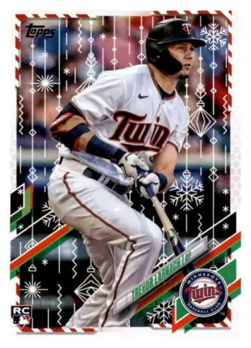 Trevor Larnach baseball card from 2021 Topps Holiday Mega Box NM-MT RC Rookie Twins