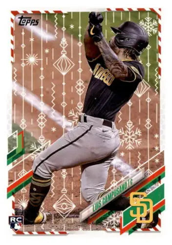 Luis Campusano baseball card from 2021 Topps Holiday Mega Box with original gloss