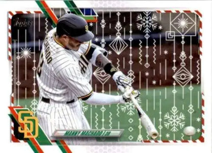 Manny Machado baseball card from 2021 Topps Holiday Mega Box features original gloss