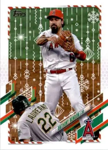 Baseball card of Anthony Rendon with original gloss, showcasing an Angels play