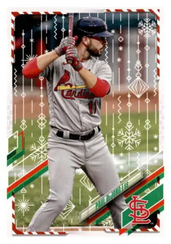 Paul DeJong baseball card from 2021 Topps Holiday Mega Box with original gloss finish