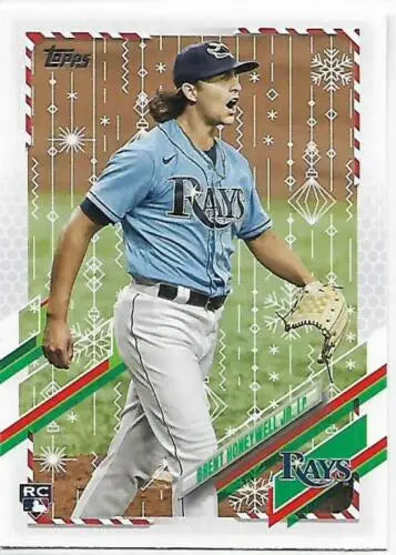 Brent Honeywell Jr. baseball card from 2021 Topps Holiday Mega Box with original gloss