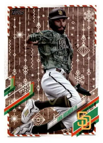 Eric Hosmer baseball card from 2021 Topps Holiday Mega Box in original gloss finish