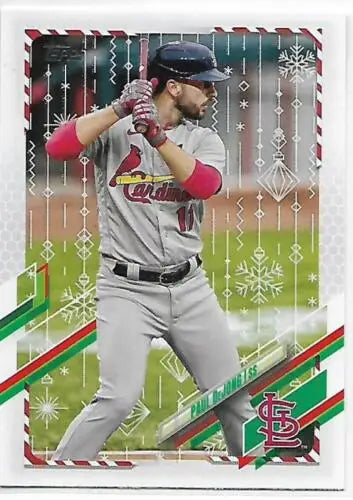 2021 Topps Holiday Mega Box Metallic Paul DeJong card with original gloss finish