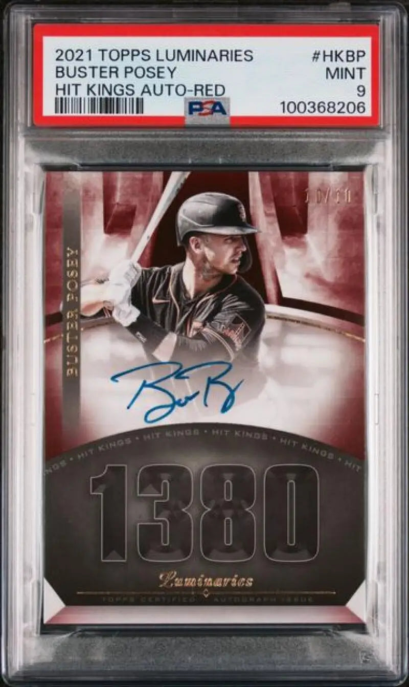 2021 Topps Luminaries Hit Kings Red #HK-BP Buster Posey PSA 9 MINT Auto 10/10 San Francisco Giants Baseball Card Image 1