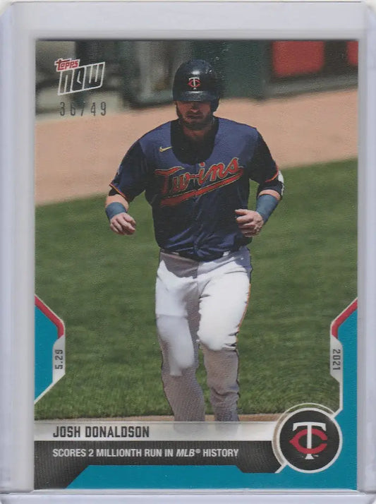 Baseball card of Josh Donaldson running for Minnesota Twins in 2021 Topps Now Parallel