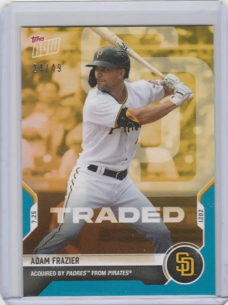 Baseball trading card of Adam Frazier San Diego Padres in batting stance