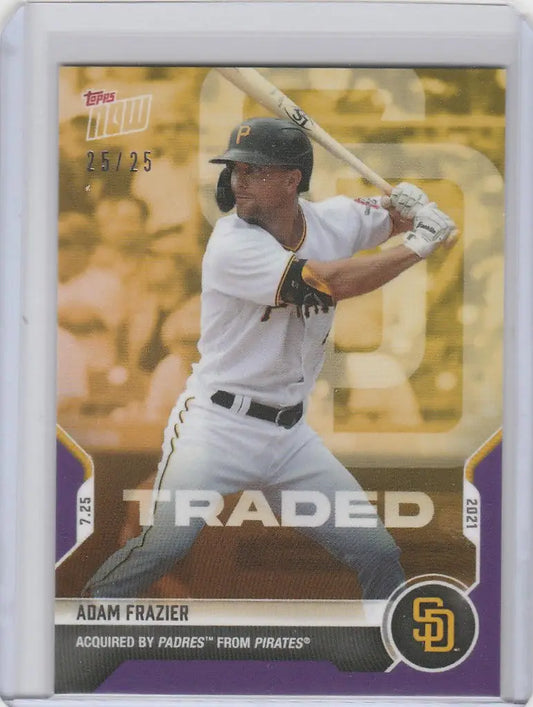 Baseball trading card of Adam Frazier in batting stance for San Diego Padres 25/25