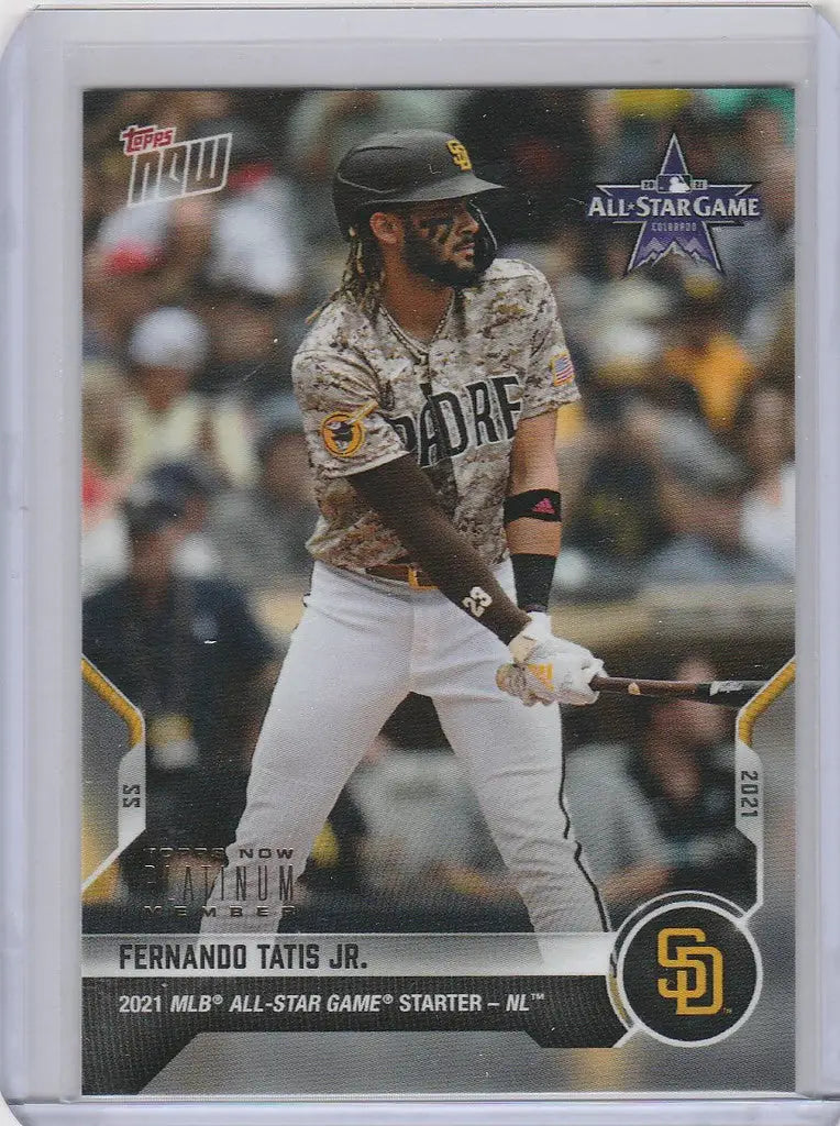 Baseball card of Tatis Jr San in batting stance for San Diego Padres Star Game