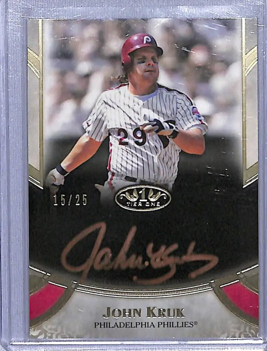 Philadelphia Phillies Baseball Card of John Kruk in Pinstripes #29 Bronze Auto 15/25