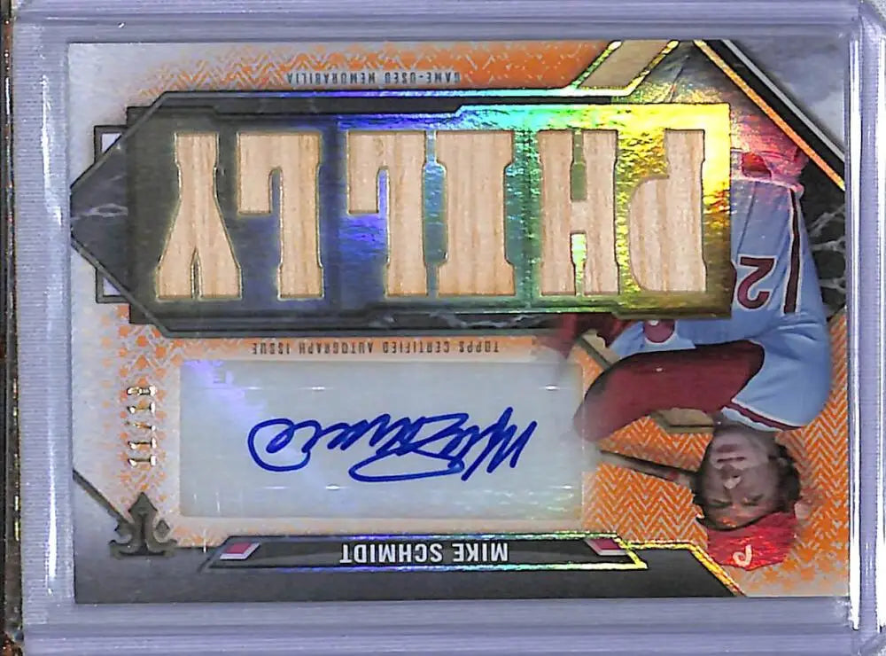 Mike Schmidt autographed baseball card from Topps Triple Threads Relics 2021