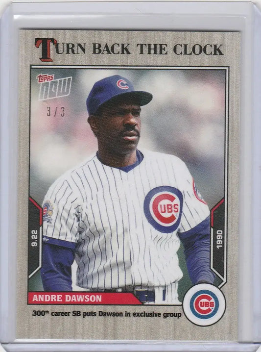 Baseball card of Andre Dawson from Topps Turn showing Chicago Cubs pinstriped uniform