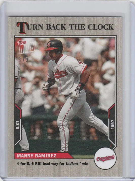 Baseball card of Manny Ramirez Cleveland Indians in 2021 Topps Turn Back the Clock Ash Parallel