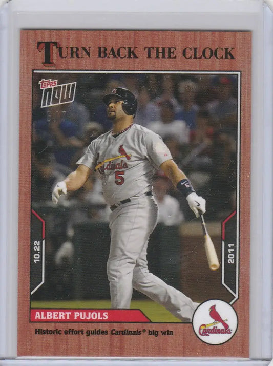 Baseball card featuring Albert Pujols Cardinals in Topps Turn Back the Clock Cherry Parallel