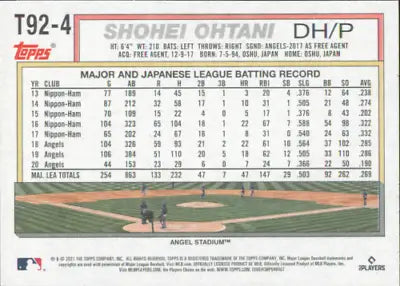 Shohei Ohtani baseball card from 2021 Topps Update featuring Los Angeles Angels design