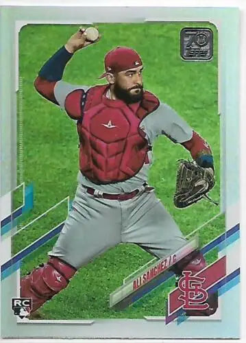 2021 Topps Update Rainbow Foil Ali Sanchez Rookie Baseball Card with original gloss