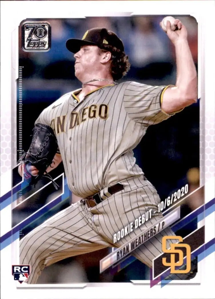 Ryan Weathers Rookie San Diego Padres MLB Baseball Card 2021 Topps Update US178