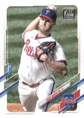 Baseball card featuring Zack Wheeler, 2021 Topps Update US150, Philadelphia Phillies