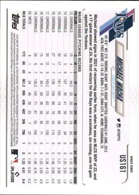 2021 Topps Update Michael Wacha Tampa Bay Rays Baseball Card NM-MT Condition