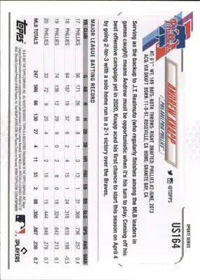 2021 Topps Update US164 Andrew Knapp Philadelphia Phillies MLB Baseball Card