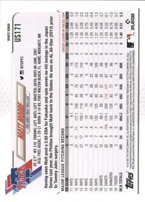 2021 Topps Update US171 Matt Moore Philadelphia Phillies Baseball Card NM-MT