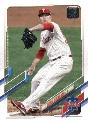 Baseball card of Chase Anderson from 2021 Topps Update Philadelphia Phillies MLB set