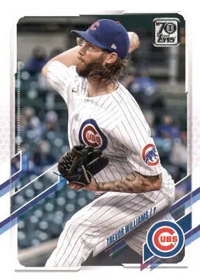 Bearded Trevor Williams in mid-throw for Chicago Cubs Topps Update baseball card