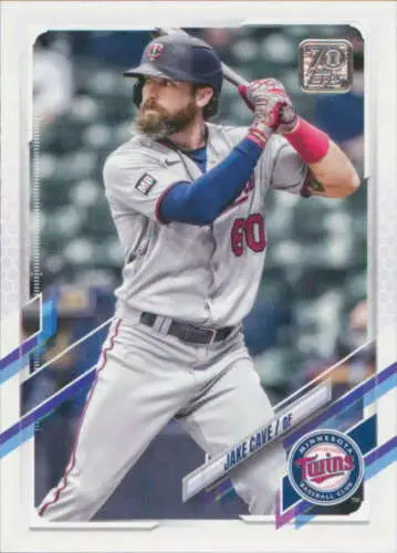 Baseball card of Jake Cave from 2021 Topps Update featuring original gloss finish