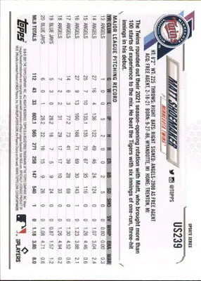 2021 Topps Update US239 Matt Shoemaker Minnesota Twins Baseball Card NM-MT