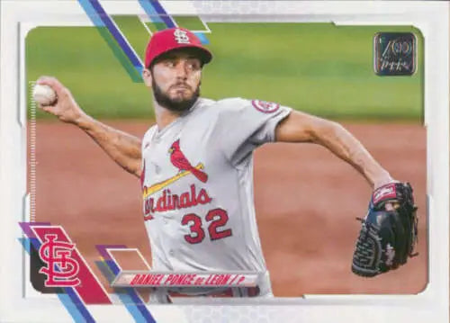 Baseball player Daniel Ponce de Leon in St. Louis Cardinals uniform #32 throwing a pitch