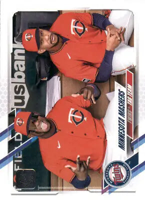 Baseball card of Byron Buxton and Miguel Sano from Topps Update 2021