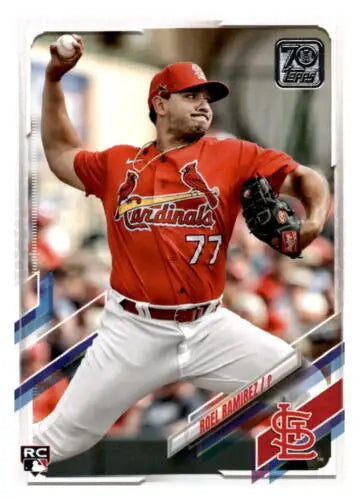 Baseball card of Cardinals pitcher Roel Ramirez, jersey number 77, original gloss