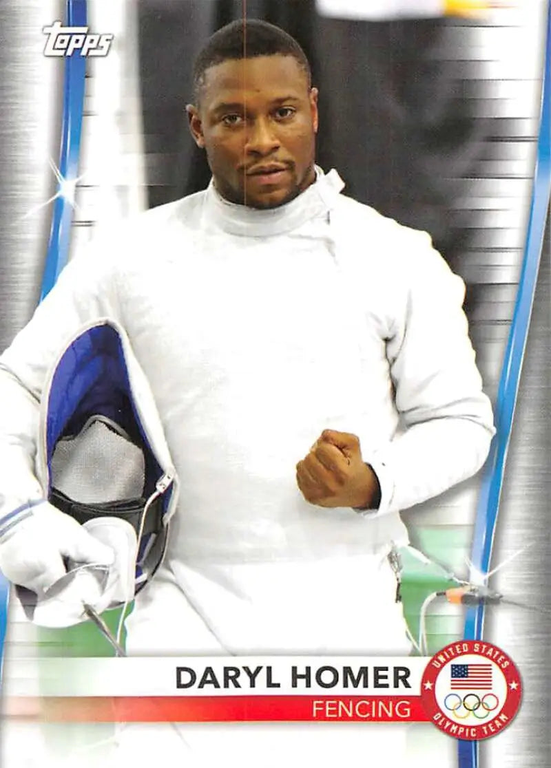 Daryl Homer in fencing gear, representing Paralympics Team Hopefuls on a trading card