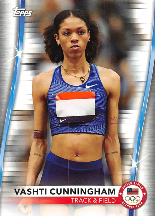 Topps card of Vashti Cunningham, a Team USA Paralympics Team hopeful in track and field