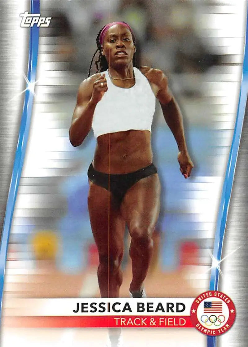 2021 Topps US Olympics and Paralympics Team Hopefuls card featuring Jessica Beard sprinting