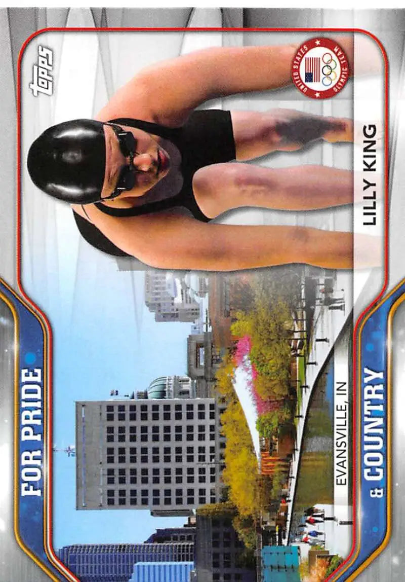 Lilly King diving into water featured in 2021 Topps Olympics Hopefuls swimming card