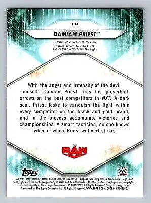 Damian Priest wrestling card from 2021 Topps WWE #104 collectible series