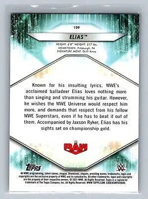 Elias wrestling card from 2021 Topps WWE #109 Elias Rainbow Foil collection