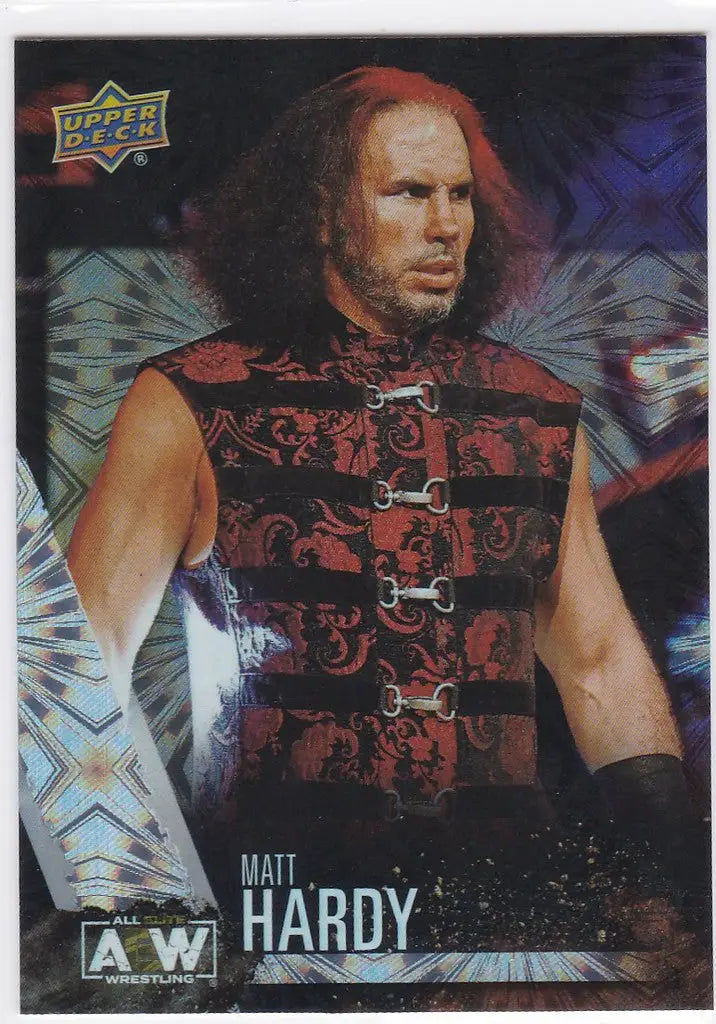 Professional wrestler Matt Hardy Pyro in black and red gear, Upper Deck AEW card image