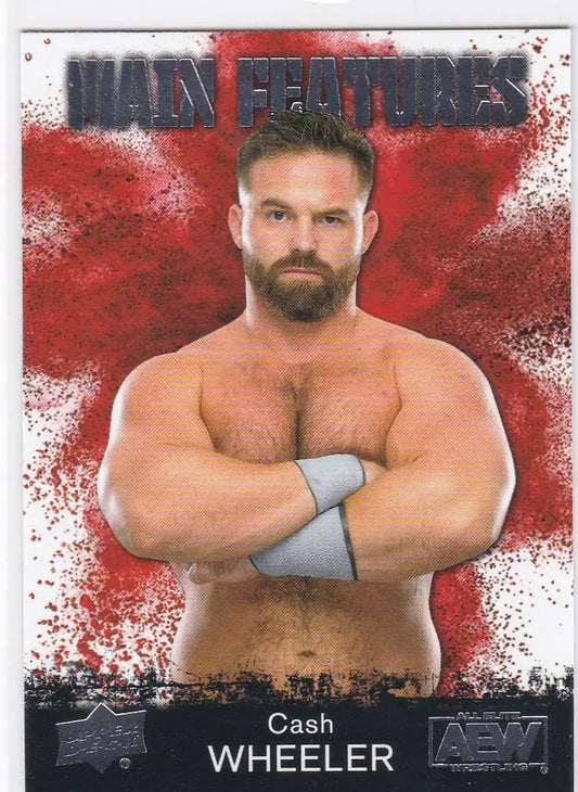 Shirtless muscular man with beard posing for Upper Deck AEW Cash Wheeler Silver promo image