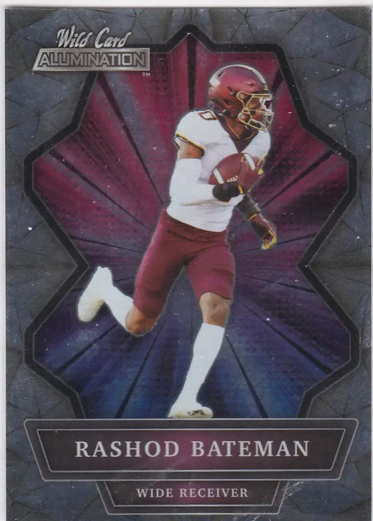 Football trading card of Rashod Bateman Baltimore Ravens in Wild Card Alumination design