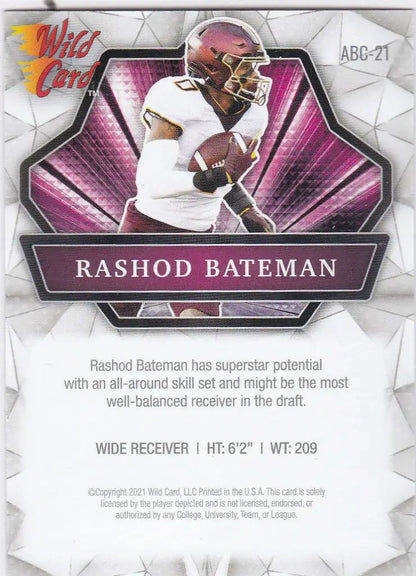 Rashod Bateman Baltimore Ravens football trading card from Wild Card Alumination collection