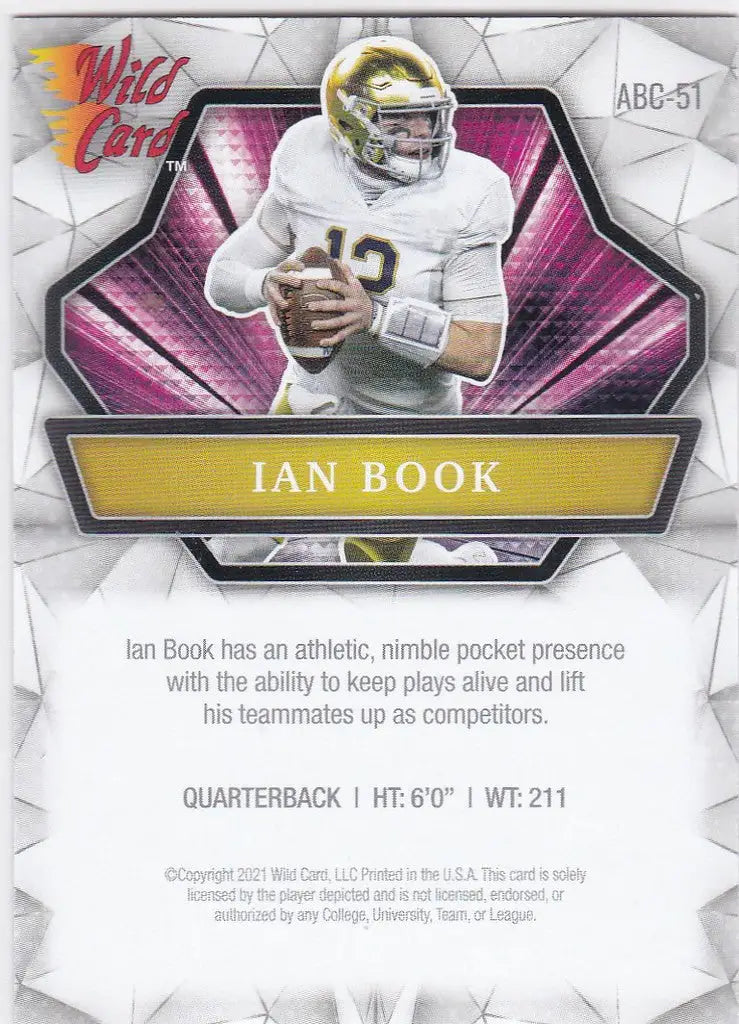 Football trading card of Ian Book in gold helmet for Wild Card Alumination collection