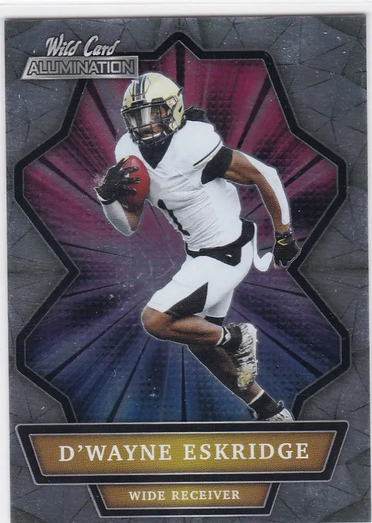 Football trading card of D’Wayne Eskridge RC Seattle in Wild Card Alumination design