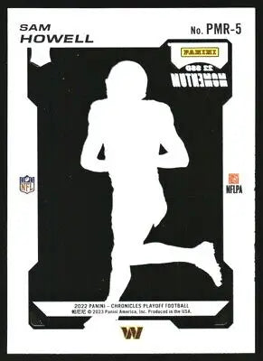 Football trading card of Sam Howell from 2022 Panini Chronicles Playoff Momentum Rookies