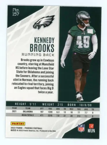 Kennedy Brooks Rookie card from 2022 Panini Phoenix Philadelphia Eagles collection